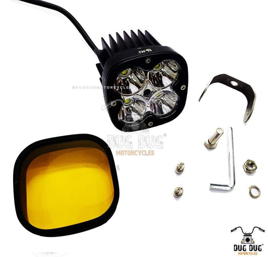 HJG 4 LED CREE Fog Light Auxiliary Light for all Motorcycles - 60w - Yellow Cover