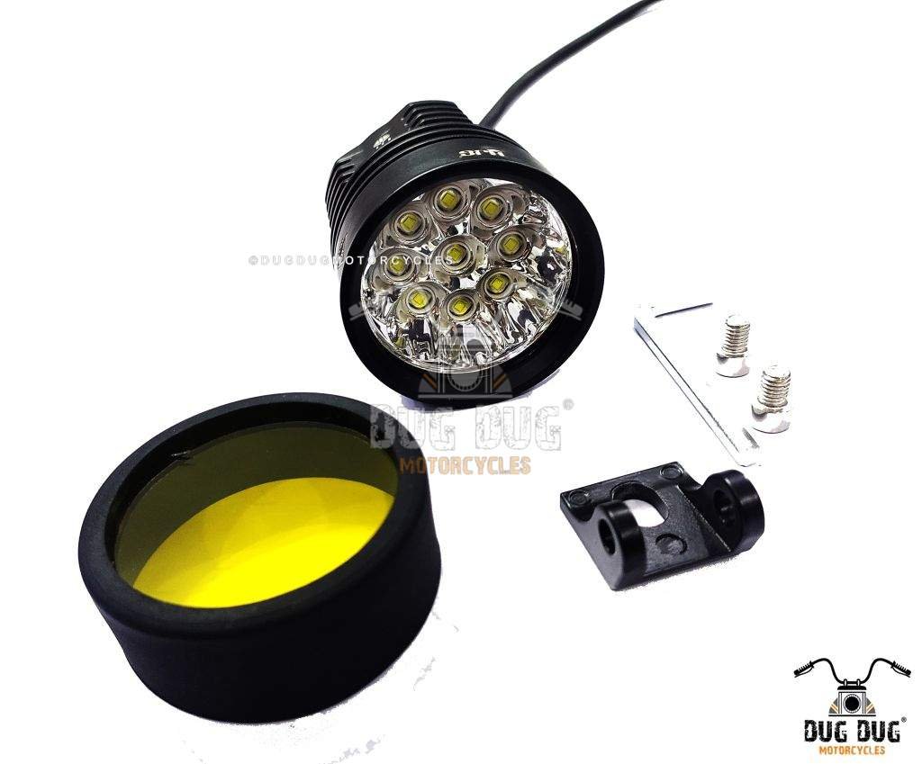 HJG L9X LED Fog Light Auxiliary Light for Motorcycles - 40Watt - Yellow Cover