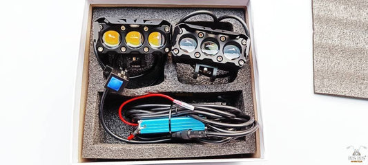 HJG Triple Shot 60w LED Dual Intensity Fog Light with Dual Button Wiring Harness White Amber