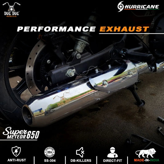 Dug Dug HURRICANE Performance Exhaust SS-304 with dB Killer for Super Meteor 650