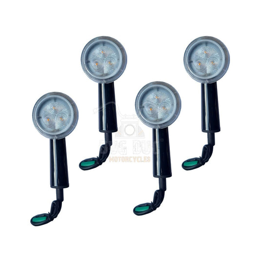 Silver LED Indicators for Royal Enfield Hunter 350 - Black