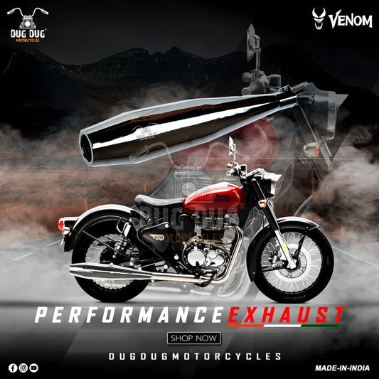 Dug Dug Venom Performance Exhaust SS-304 for Classic Reborn 350 with dB Killers - Glossy