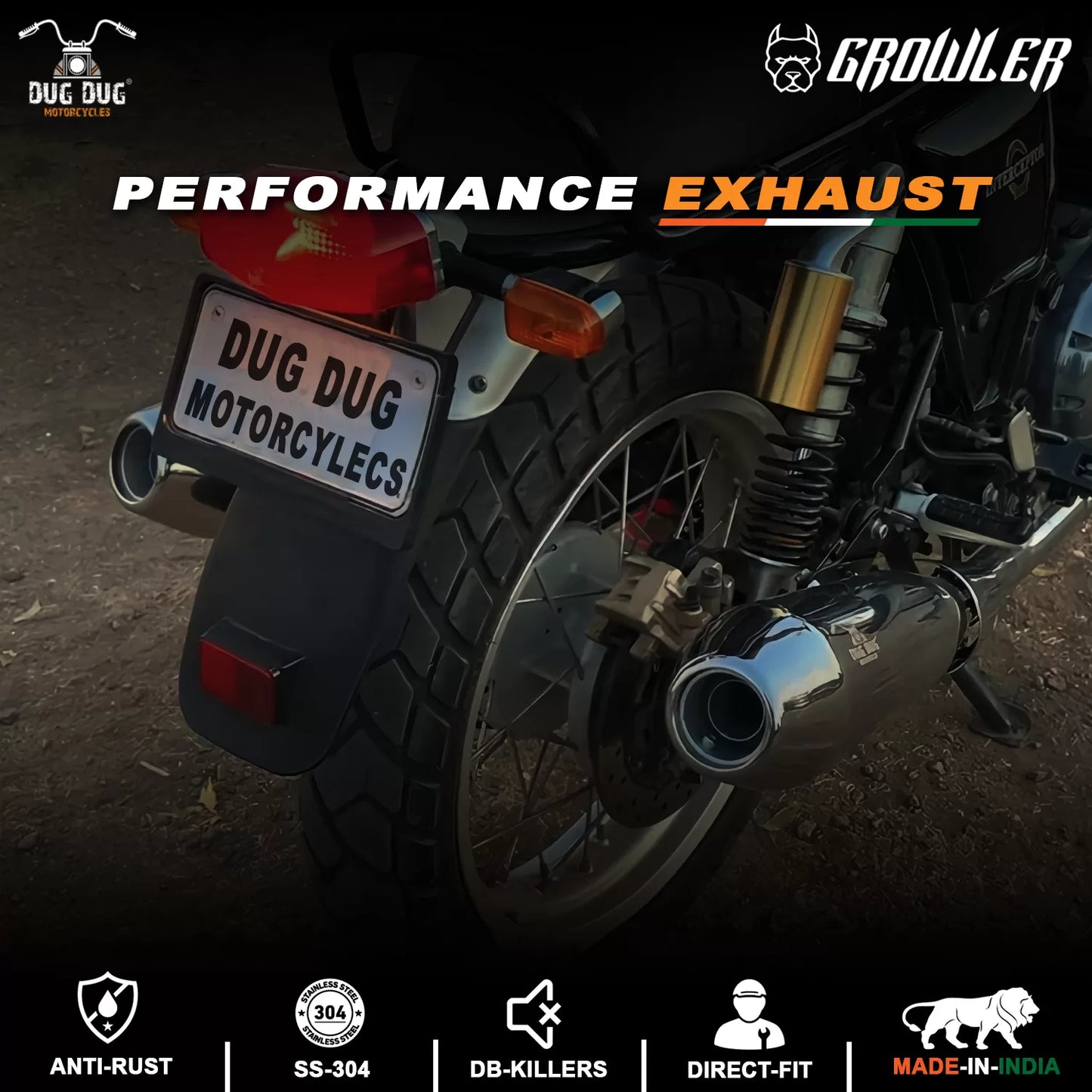 Dug Dug Growler Performance Exhaust with dB killer for Super Meteor 650