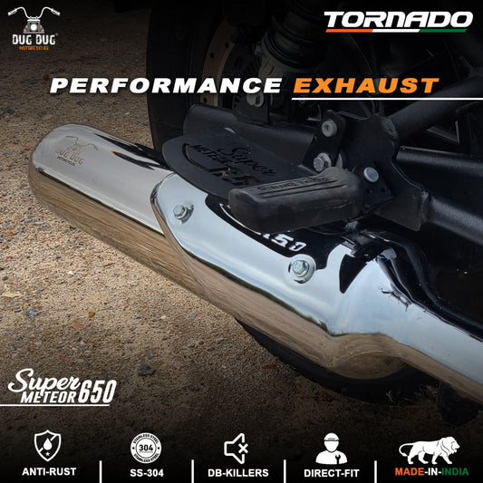 Dug Dug TORNADO Performance Exhaust SS-304 with dB Killer for Super Meteor 650