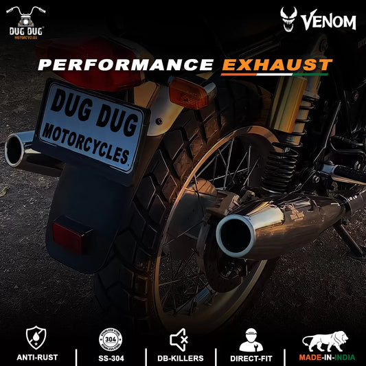 Dug Dug Venom Performance Exhaust with dB killer for Super Meteor 650